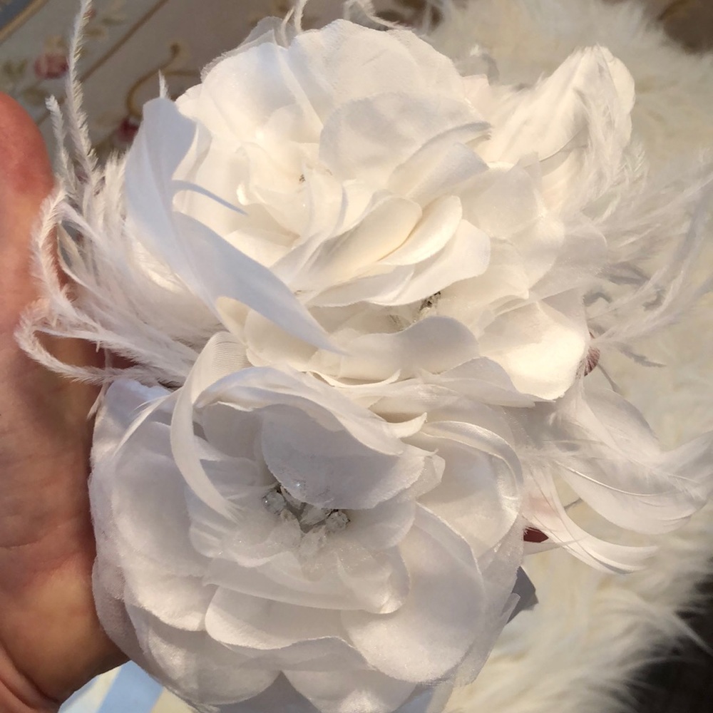 David’s Bridal Sash Wedding Belt Roses Feathers